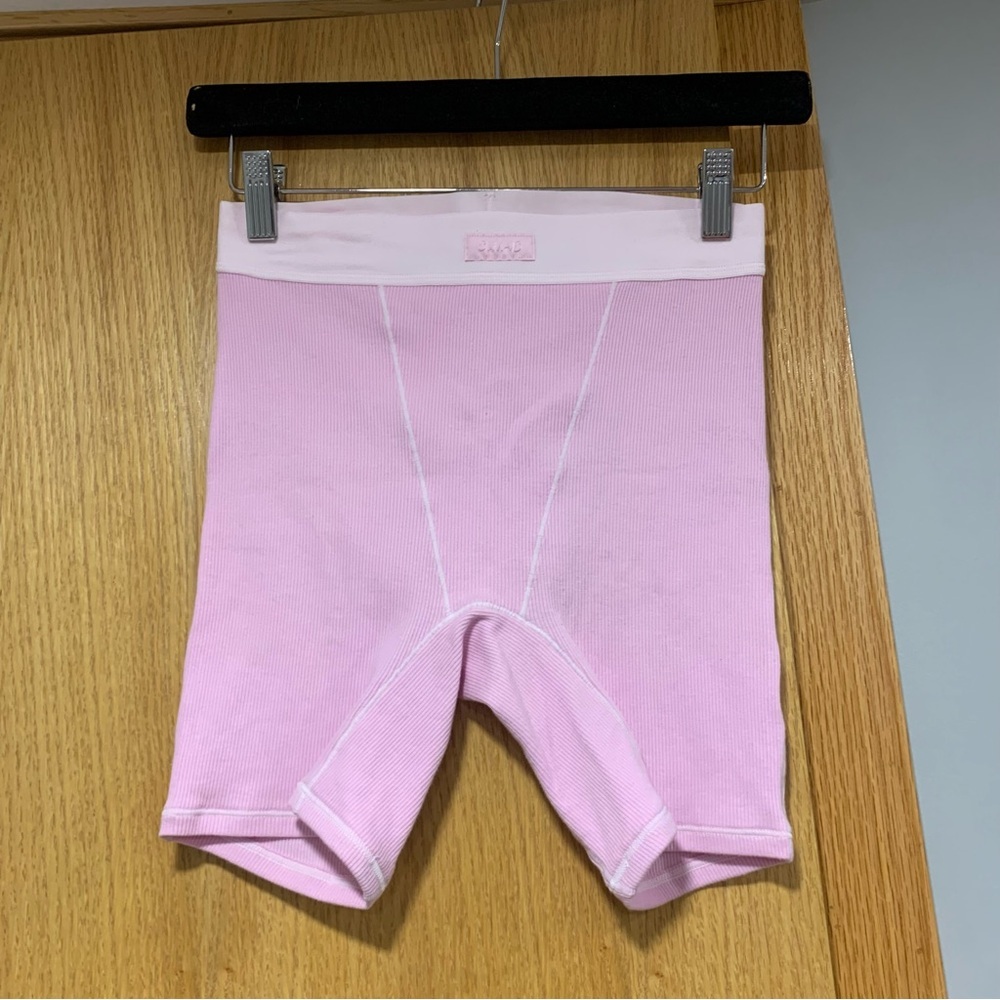 SKIMS Light Pink Women's Cotton Ribbed Boxers - Size XS